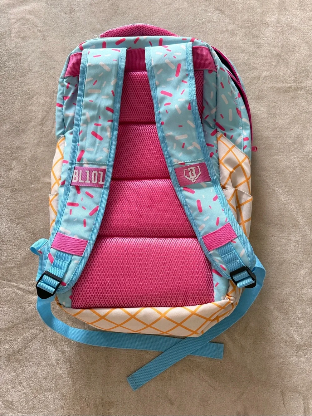 Kids Ice Cream Print Backpack - Blue & Cream